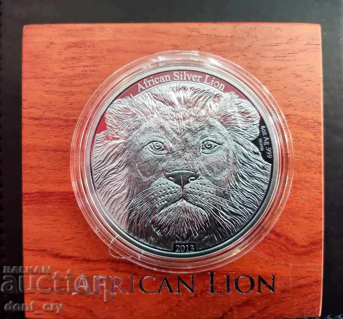Silver 4 oz African Lion 2013 Congo