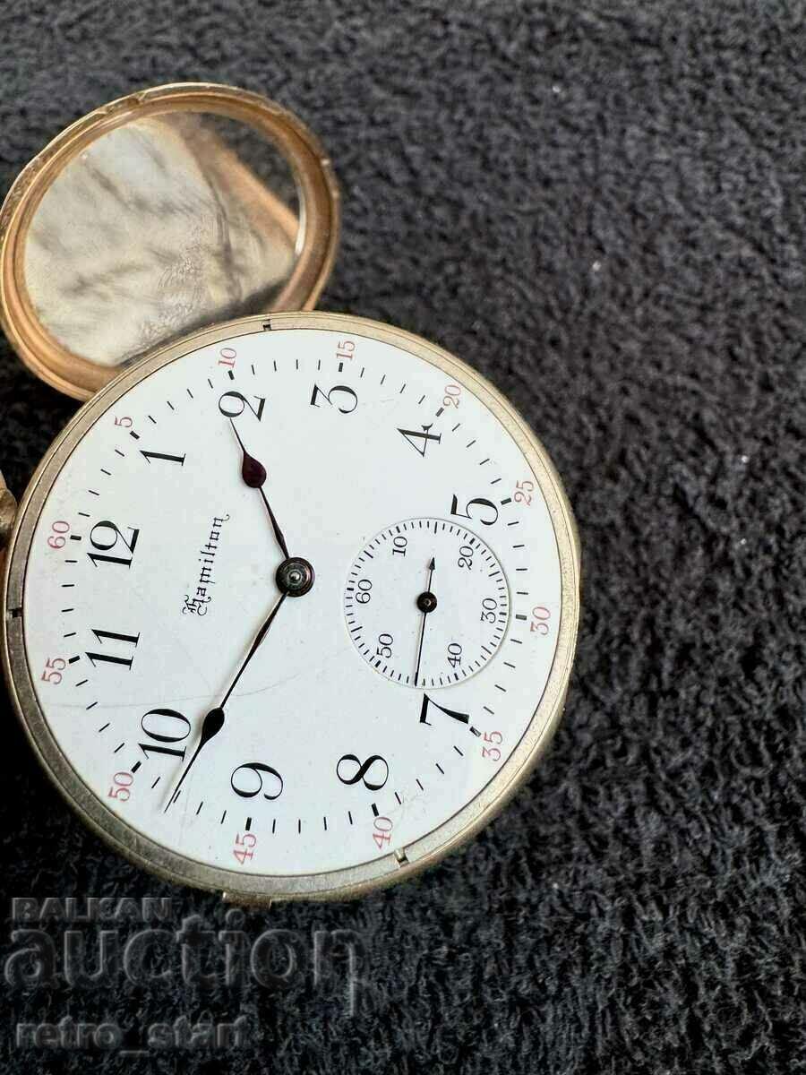 Hamilton, Heavy Gilt Pocket Watch - 5 Hamilton, Heavy Gilt Pocket Watch - 5