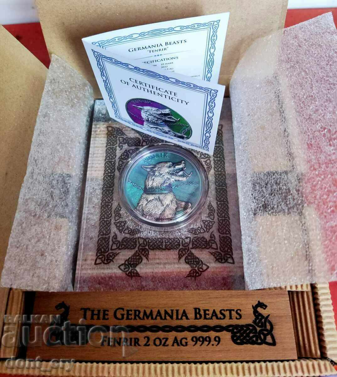 Silver 2 oz Fenrir Beasts of Germania mint 2022 10 Marks with price 1250.00 BGN | € 639.11 Silver 2 oz Fenrir Beasts of Germania mint 2022 10 Marks with price 1250.00 BGN | € 639.11