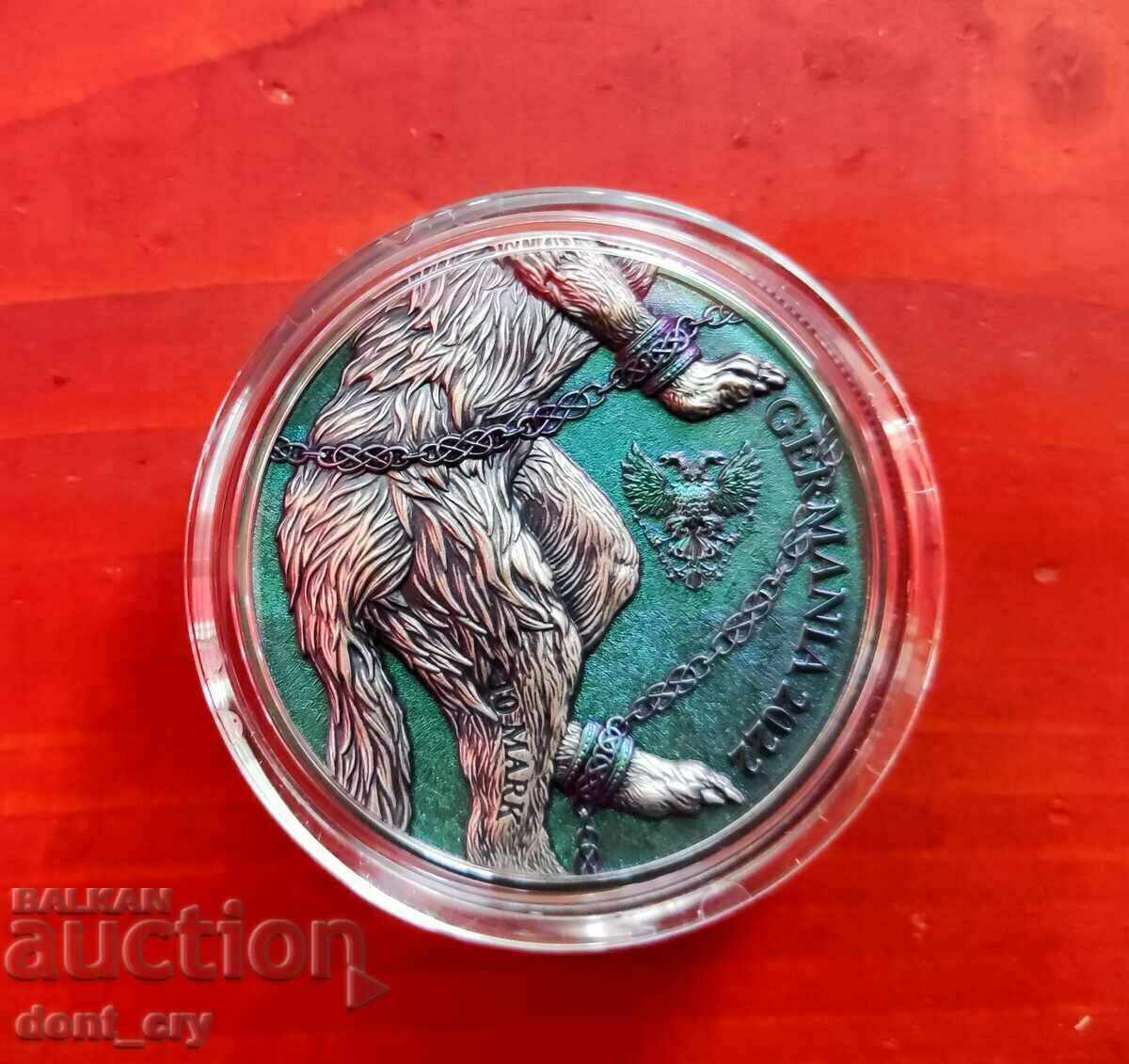 Silver 2 oz Fenrir Beasts of Germania mint 2022 10 Marks - 7 Silver 2 oz Fenrir Beasts of Germania mint 2022 10 Marks - 7
