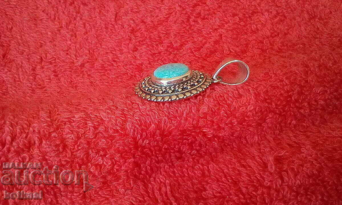 Old Solid 925 Silver Semi Precious Stone Pendant with price 95.50 BGN | € 48.83