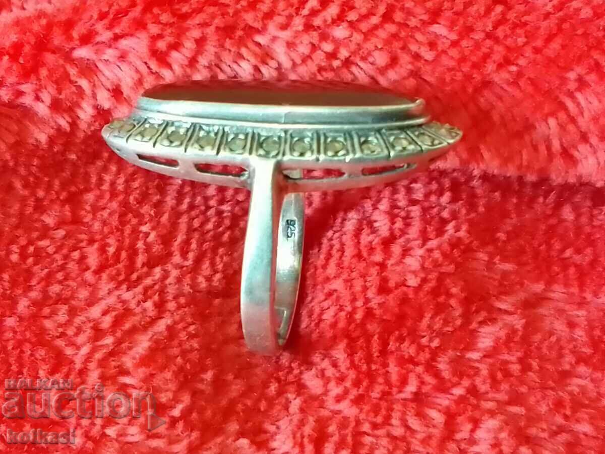 Old silver 925 ring semi-precious stones marked with price € 86.50 | 169.18 BGN