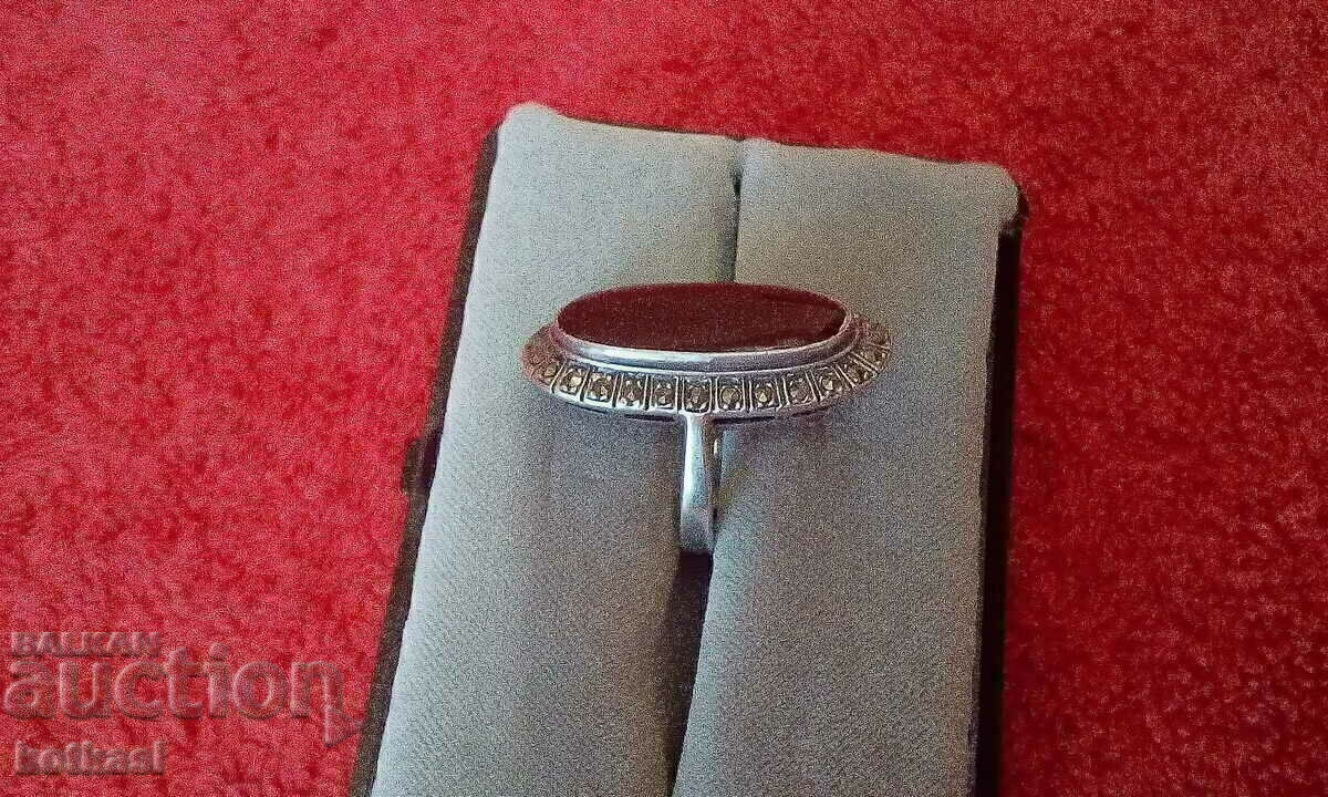 Old silver 925 ring semi-precious stones marked - 6