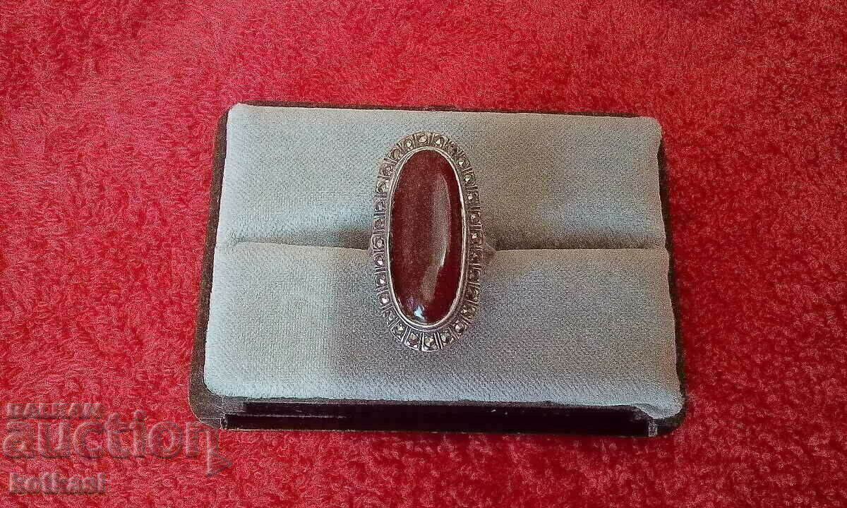 Old silver 925 ring semi-precious stones marked - 7