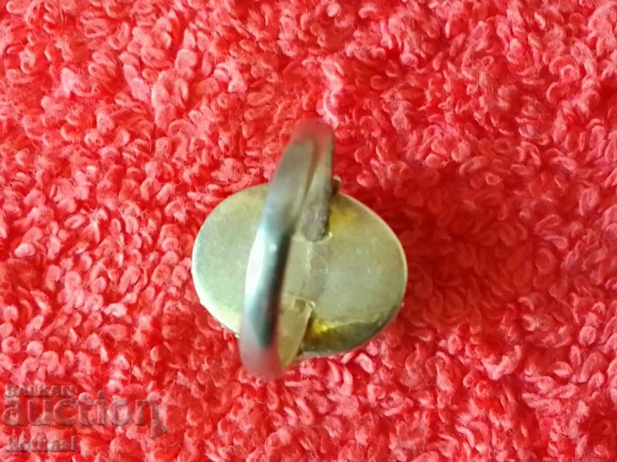 Vintage Silver Ring with Semi-Precious Turquoise Stone - 7