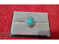 Vintage Silver Ring with Semi-Precious Turquoise Stone