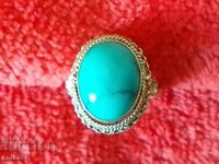 Vintage Silver Ring with Semi-Precious Turquoise Stone