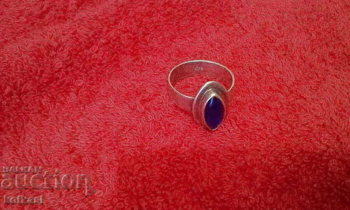 Auction Old Solid 925 Silver Ring Blue Semi Precious Stone Auction Old Solid 925 Silver Ring Blue Semi Precious Stone