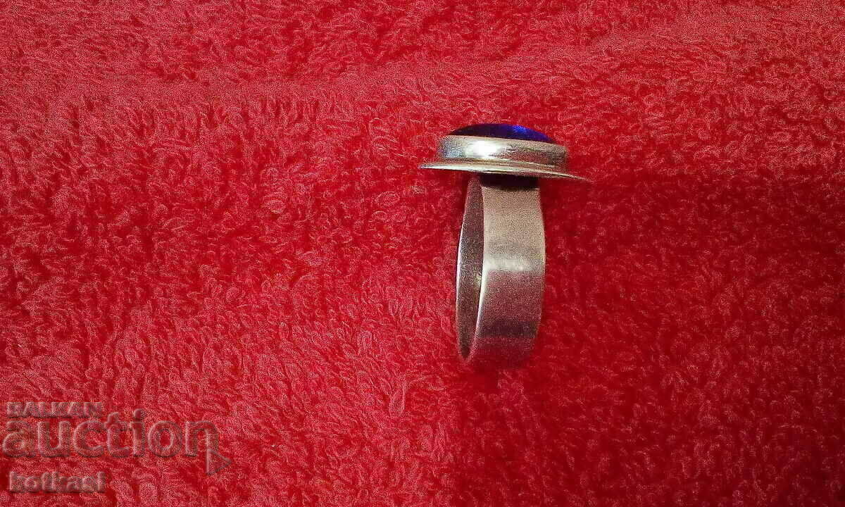 Delivery of Old Solid 925 Silver Ring Blue Semi Precious Stone Delivery of Old Solid 925 Silver Ring Blue Semi Precious Stone