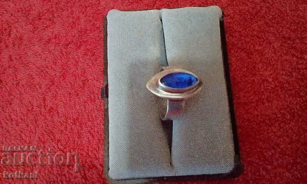 Old Solid 925 Silver Ring Blue Semi Precious Stone - 7 Old Solid 925 Silver Ring Blue Semi Precious Stone - 7
