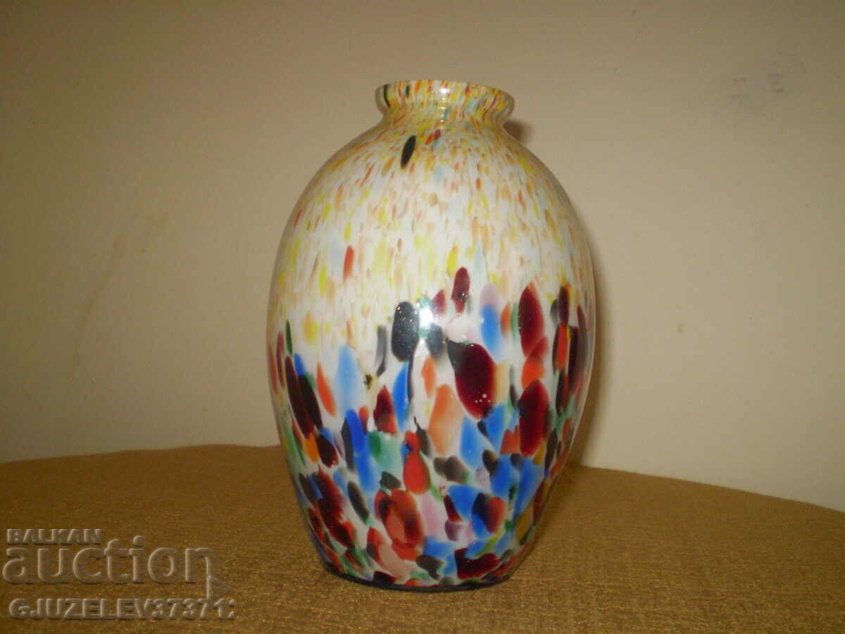 VINTAGE GLASS VASE BOHEMIA Multicolor 1930 Art Deco - 6 VINTAGE GLASS VASE BOHEMIA Multicolor 1930 Art Deco - 6