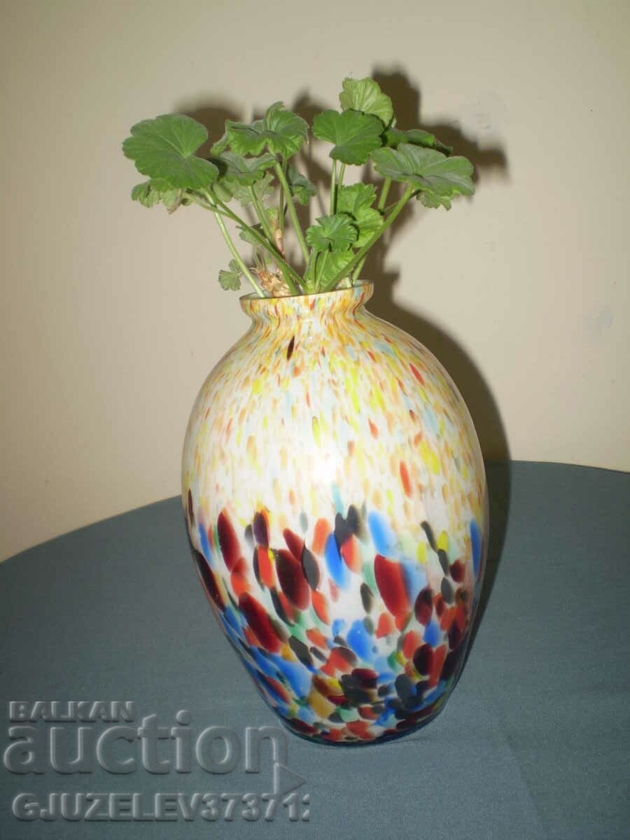 VINTAGE GLASS VASE BOHEMIA Multicolor 1930 Art Deco VINTAGE GLASS VASE BOHEMIA Multicolor 1930 Art Deco