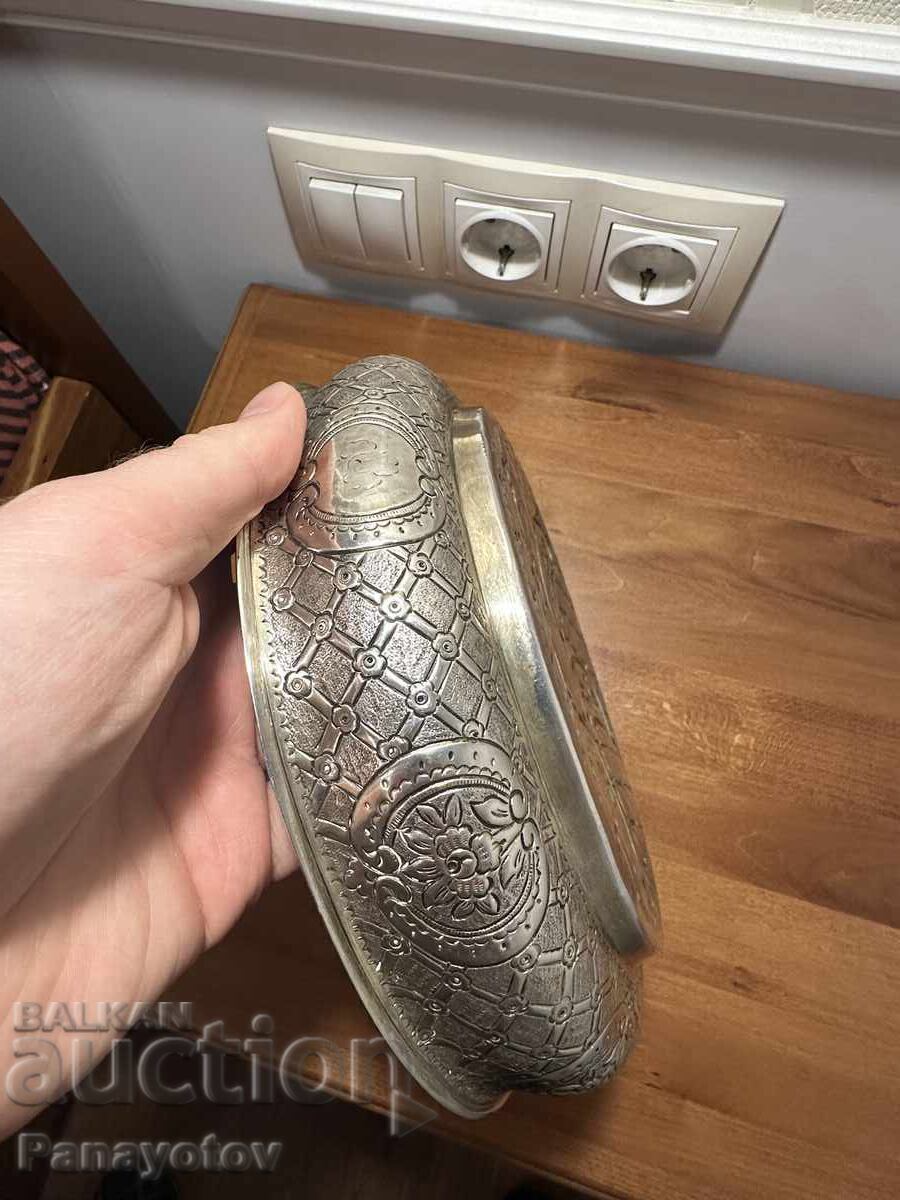 Ottoman Hammam Tas Tugra Silver Gilt Turkey Bowl Dish - 5 Ottoman Hammam Tas Tugra Silver Gilt Turkey Bowl Dish - 5