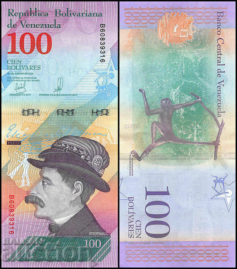 VENEZUELA, 100 Bolivaras, 2018 g, UNC