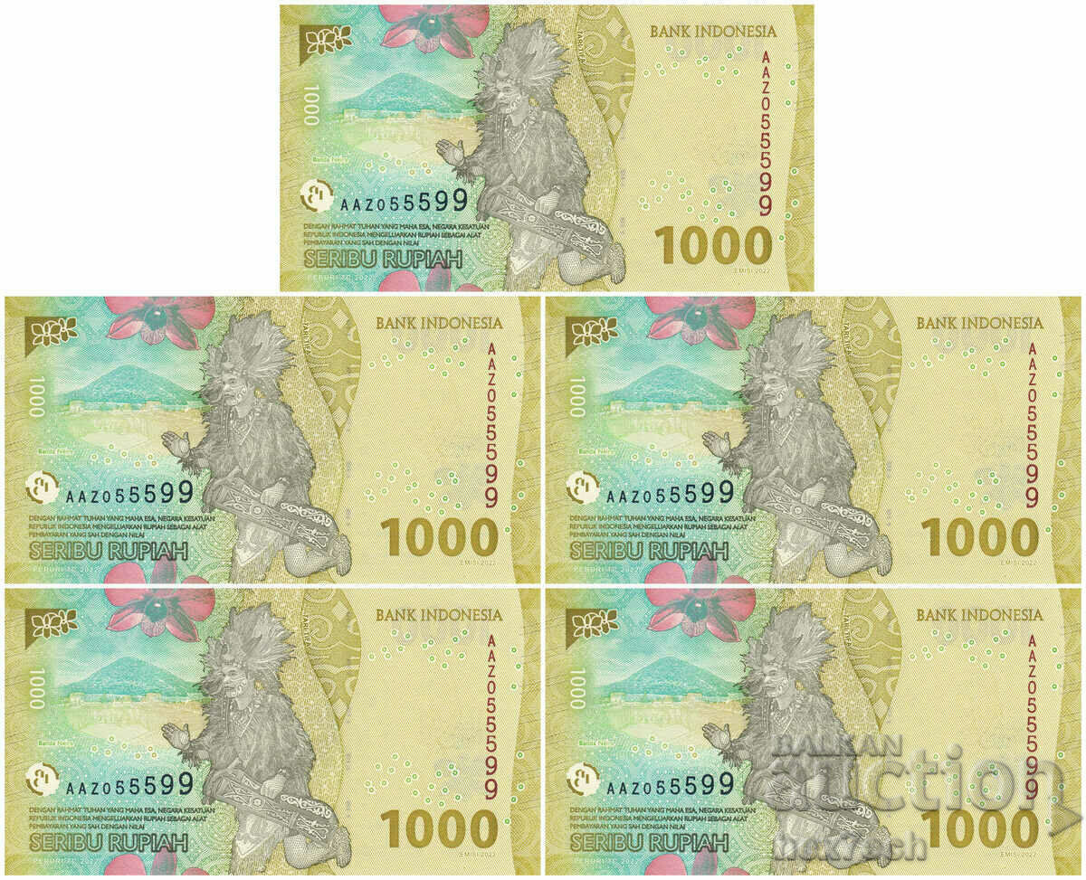 ❤️ ⭐ Indonesia 2022 1000 rupiah 5 pieces UNC new ⭐ ❤️ with price 4.50 BGN | € 2.30 ❤️ ⭐ Indonesia 2022 1000 rupiah 5 pieces UNC new ⭐ ❤️ with price 4.50 BGN | € 2.30
