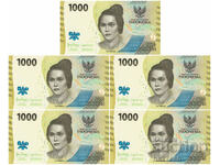 ❤️ ⭐ Indonesia 2022 1000 rupiah 5 pieces UNC new ⭐ ❤️
