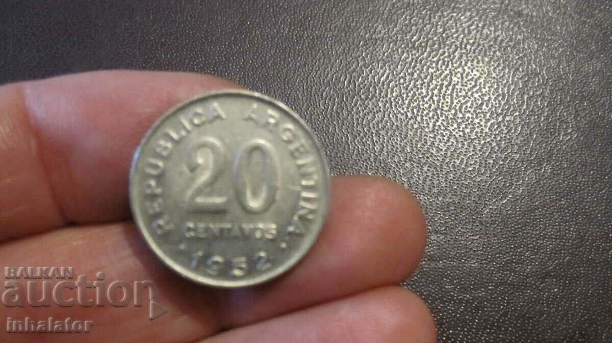 20 centavos 1952 - Αργεντινή