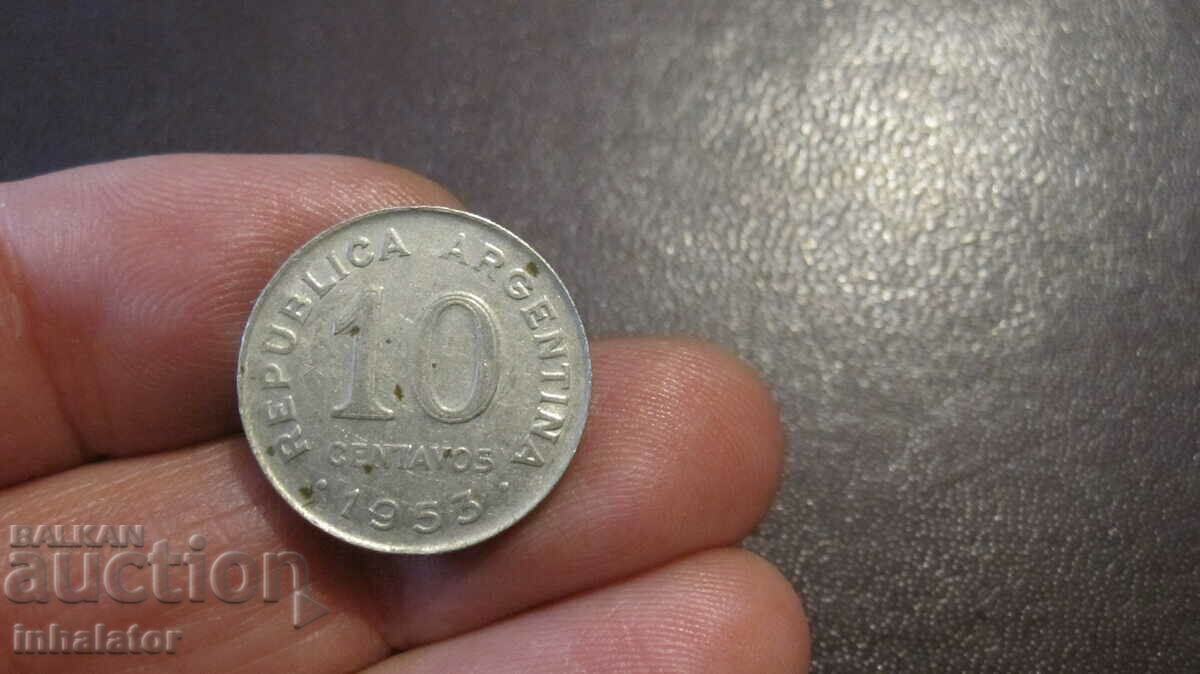 1953  год 10 сентавос Аржентина