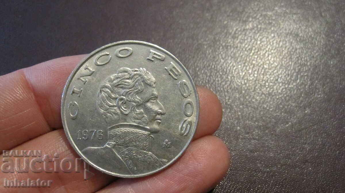 1976 5 pesos Mexic - 33 mm