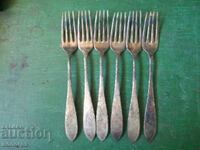 set of antique silver-plated forks (Germany) - 6 pcs