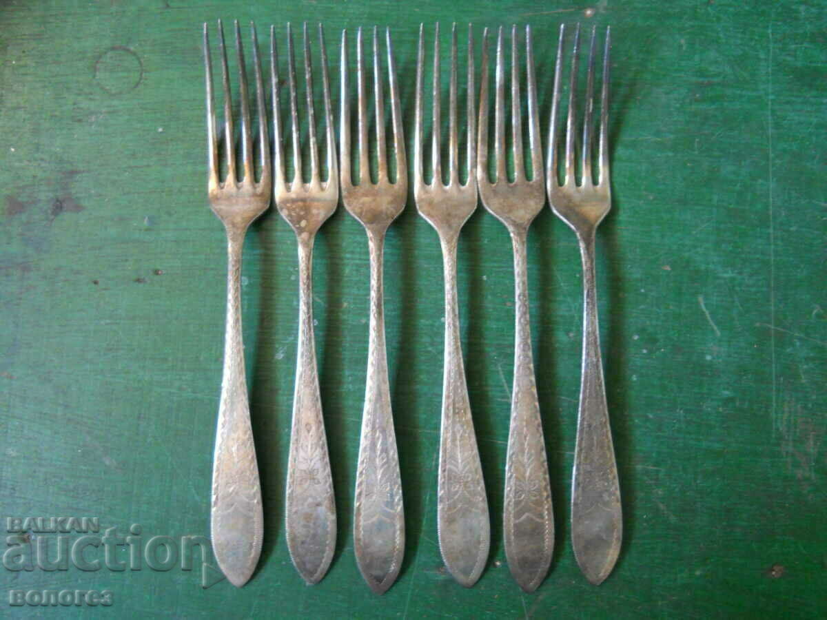 set of antique silver-plated forks (Germany) - 6 pcs