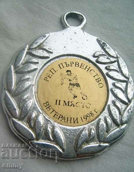 Medal football II place - Republican championship for veterans with price 5.00 BGN | € 2.56 Medal football II place - Republican championship for veterans with price 5.00 BGN | € 2.56