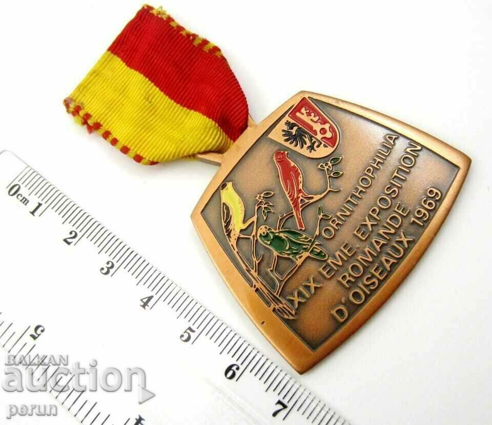 Delivery of Bird Show-Romandy, Switzerland-1969- Medal Delivery of Bird Show-Romandy, Switzerland-1969- Medal