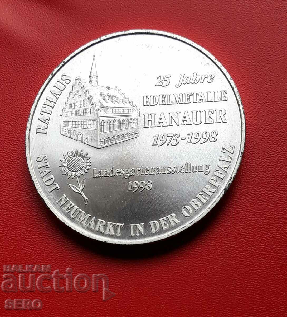 Germany-plaque-25 years auction. with precious metals in Neumarkt