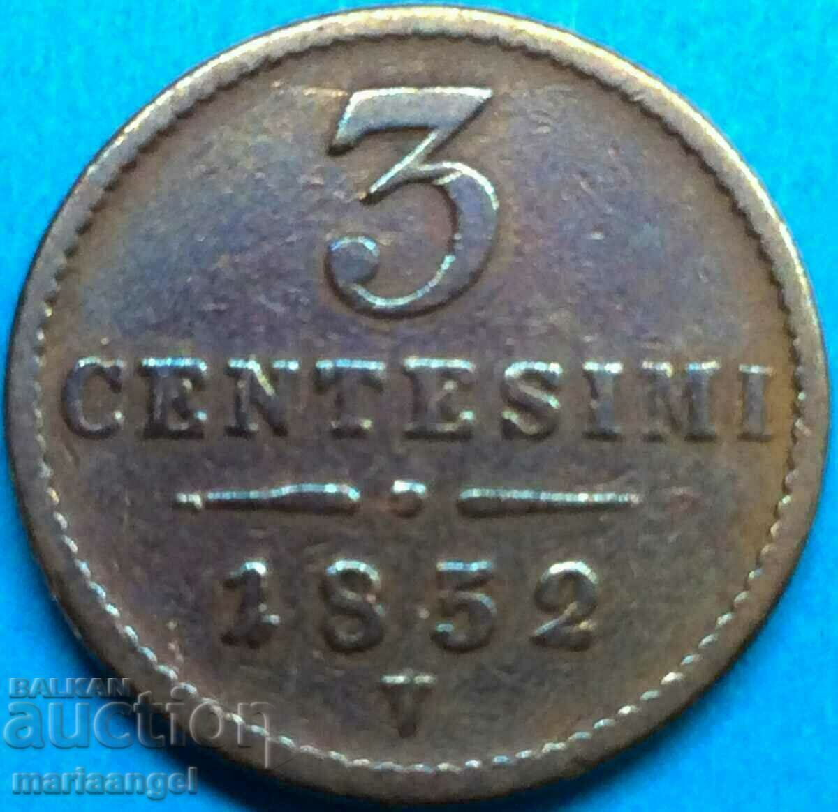 Λομβαρδία Βενετία 3 centesimi 1852 Αυστρία για Ιταλία