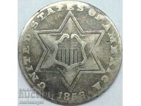 SUA 3 cenți 1858 (perioada 1854-1858) Argint - Rar