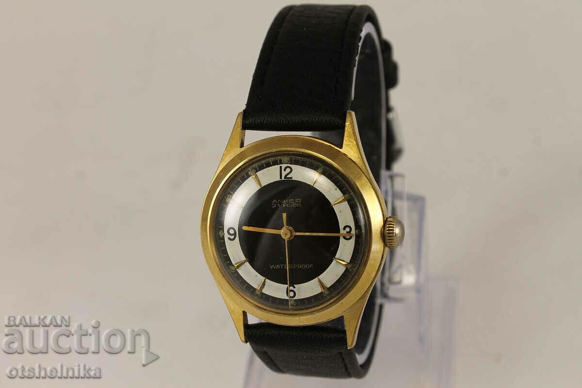 ANKER Collectible German Gold Plated Watch 1960's Working