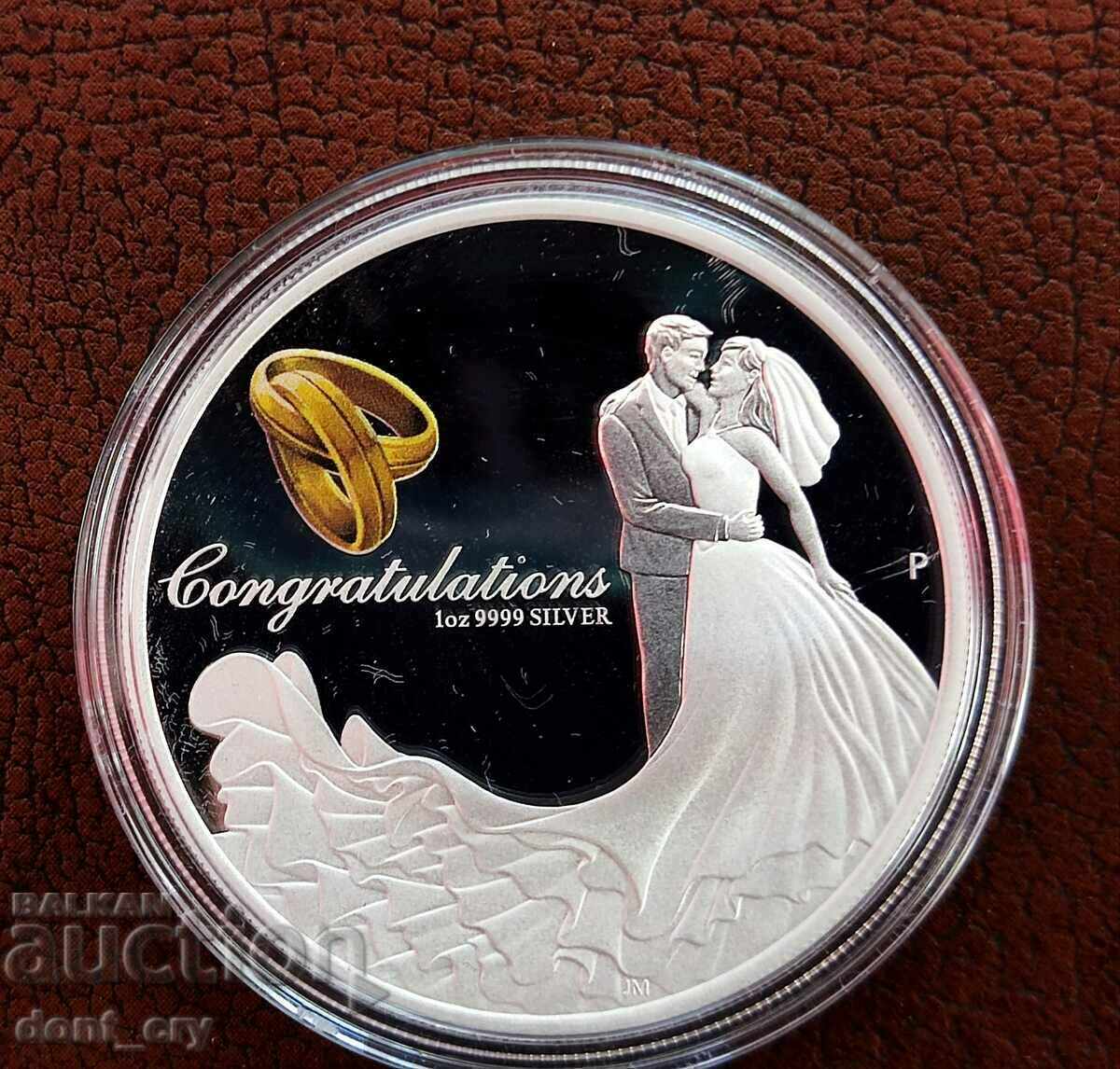 Silver 1 oz Wedding Coin 2023 Australia - 5 Silver 1 oz Wedding Coin 2023 Australia - 5