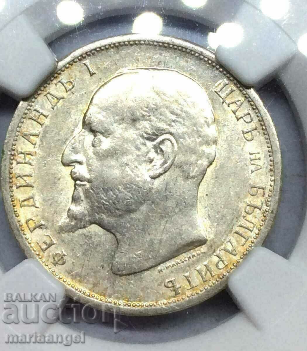 Bulgaria 1 lev 1913 NGC AU58 Ferdinand I (1913-1943) silver