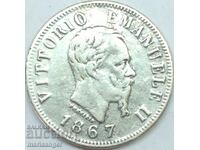 1867 50 centesimi Italia Napoli argint
