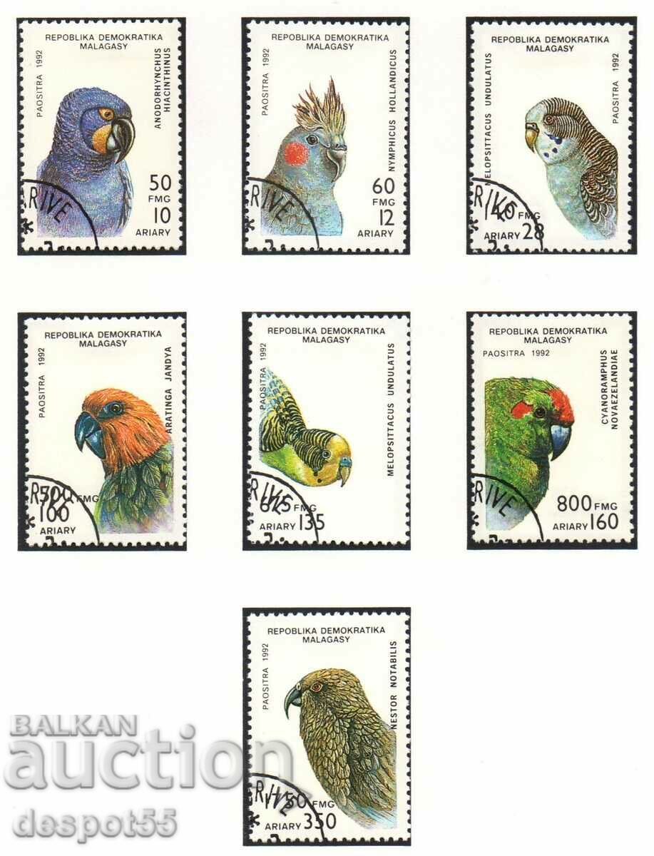1993. Μαδαγασκάρη. Πουλιά - Παπαγάλοι + Μπλοκ.