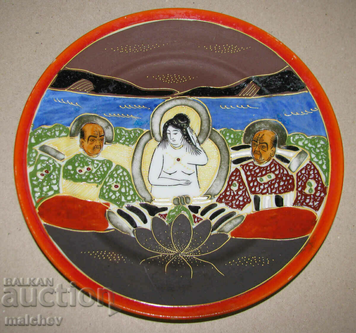 Japanese porcelain 21.5cm Satsuma plate 1930s preserved
