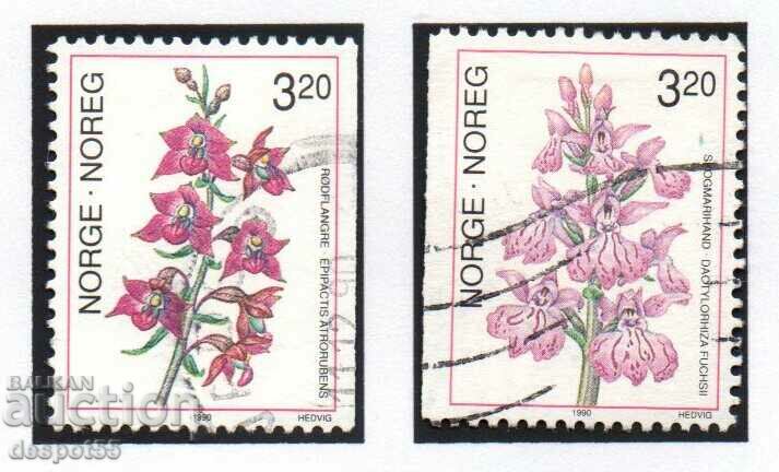 1990. Норвегия. Орхидеи.