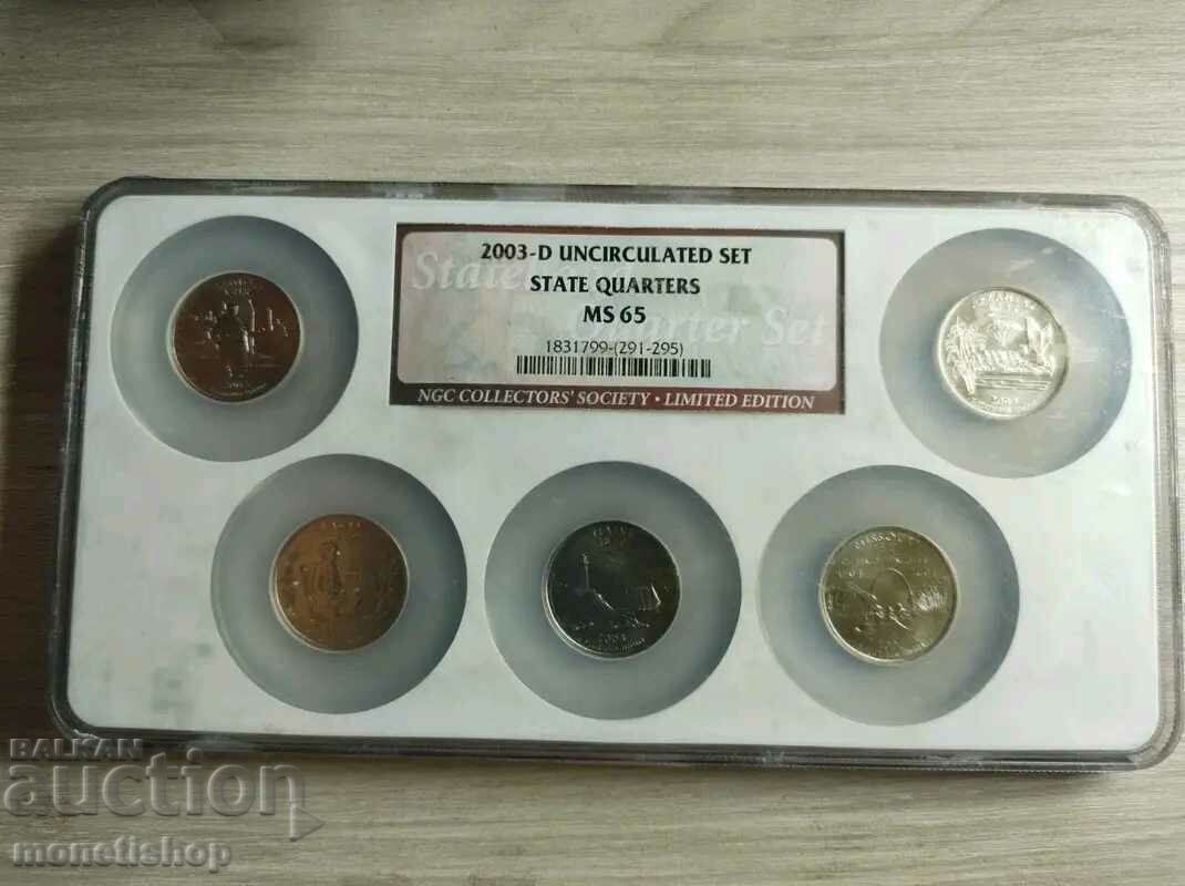 NGC Collectors Society State Quarters MS-65 5 монетна плоча