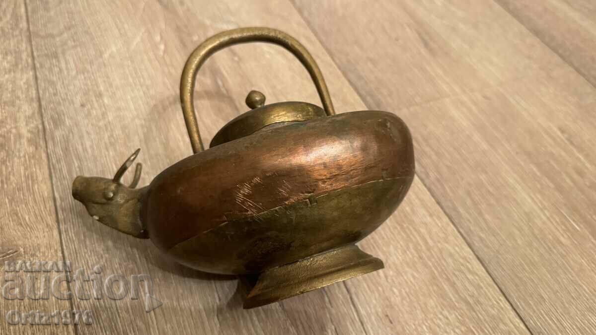 Antique Copper Teapot, Bull – Small, Massive! - 6