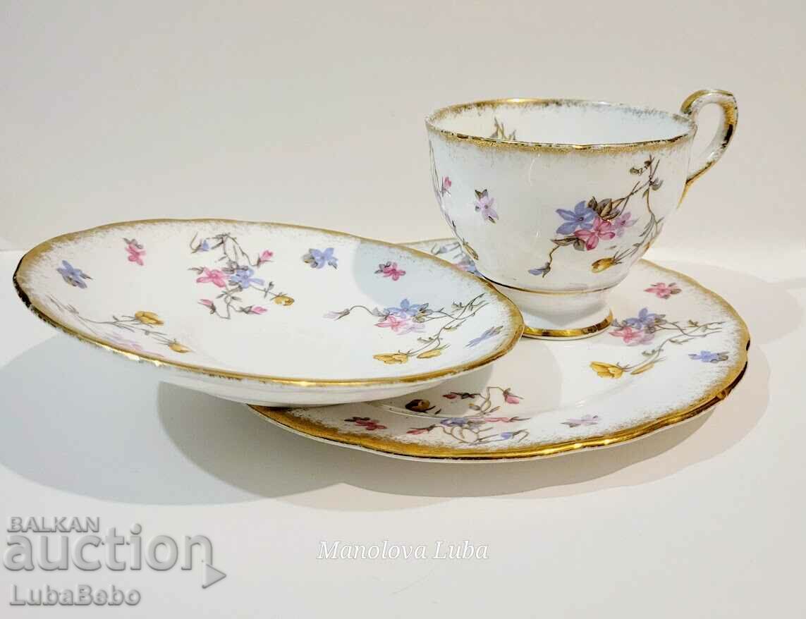 Royal Stafford triple set, Violets Pompadour pattern. - 6 Royal Stafford triple set, Violets Pompadour pattern. - 6