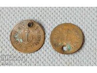 Стар Немски корабен жетон монета Германия лот 2 бр жетони