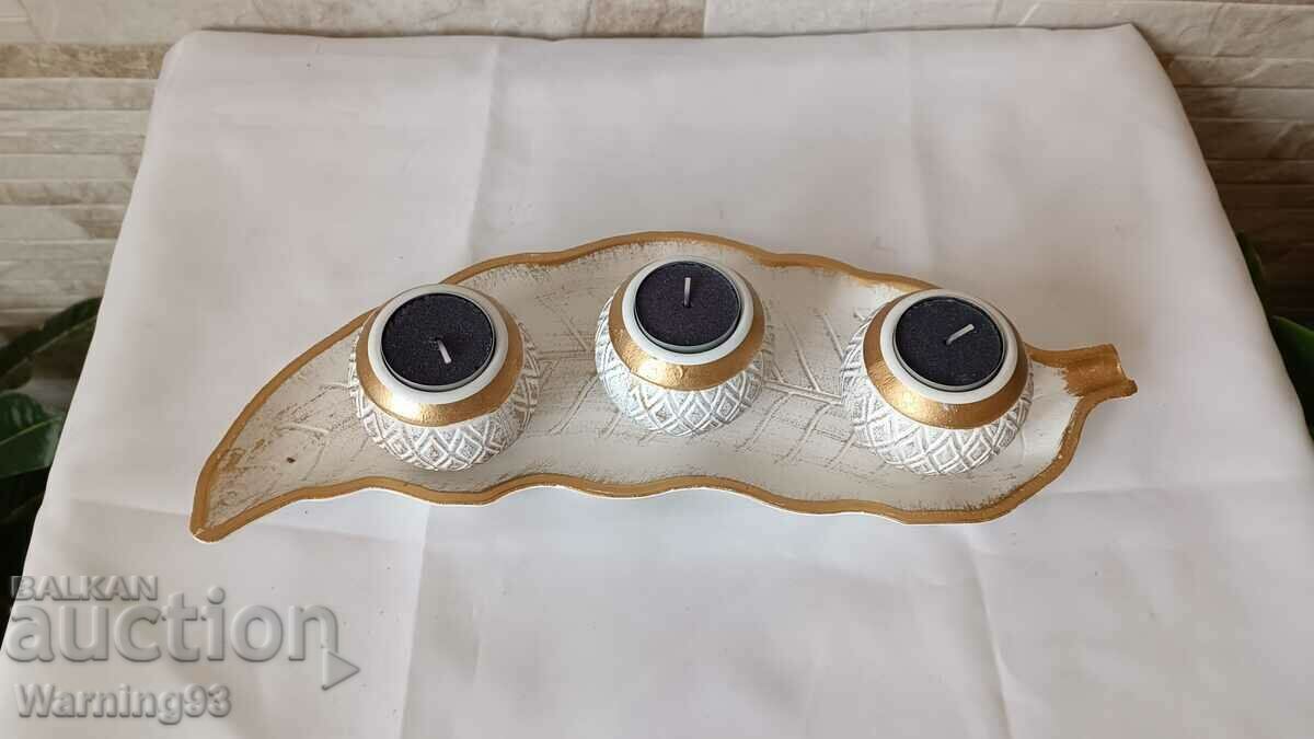 Auction  Wooden decoration / candle holder - NEW