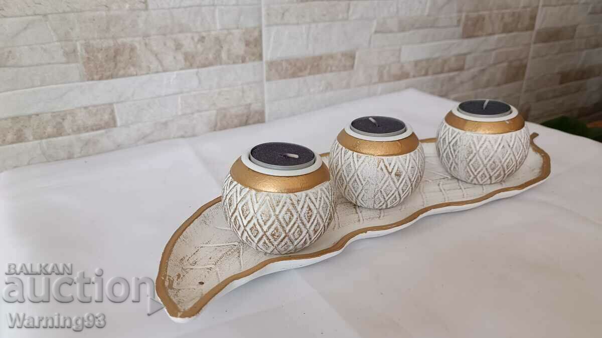 Livrarea Decor din lemn / suport pentru lumanari - NOU