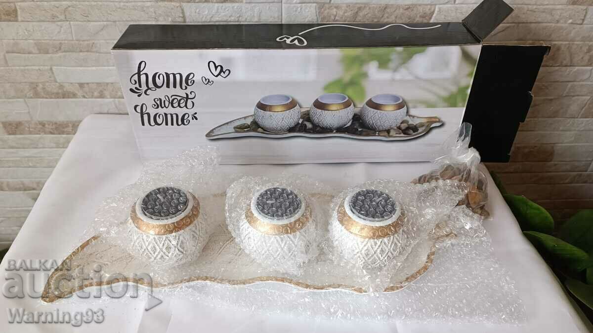 Decor din lemn / suport pentru lumanari - NOU - 5