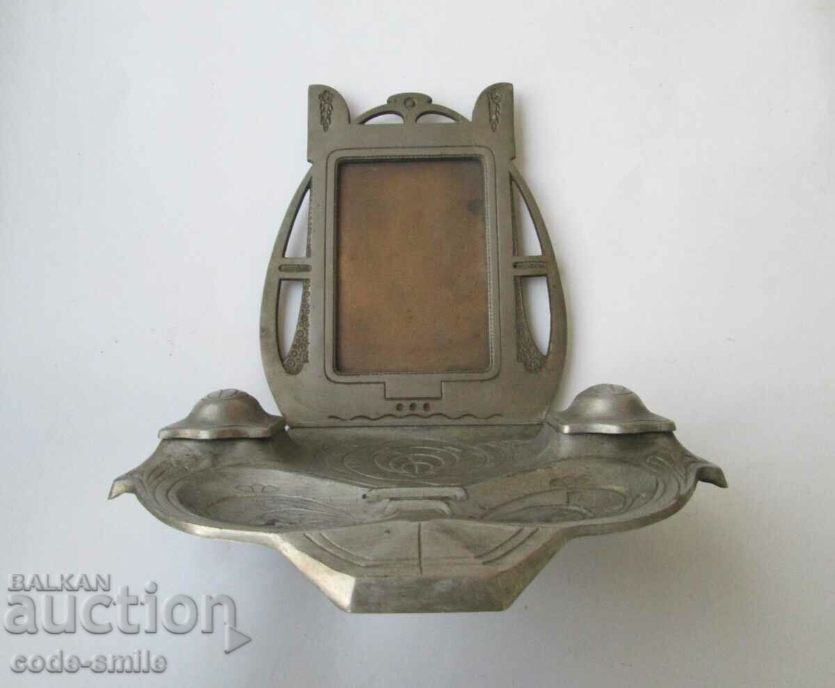 Old large cast iron inkwell with picture frame Germany with price 330.00 BGN | € 168.73 Old large cast iron inkwell with picture frame Germany with price 330.00 BGN | € 168.73