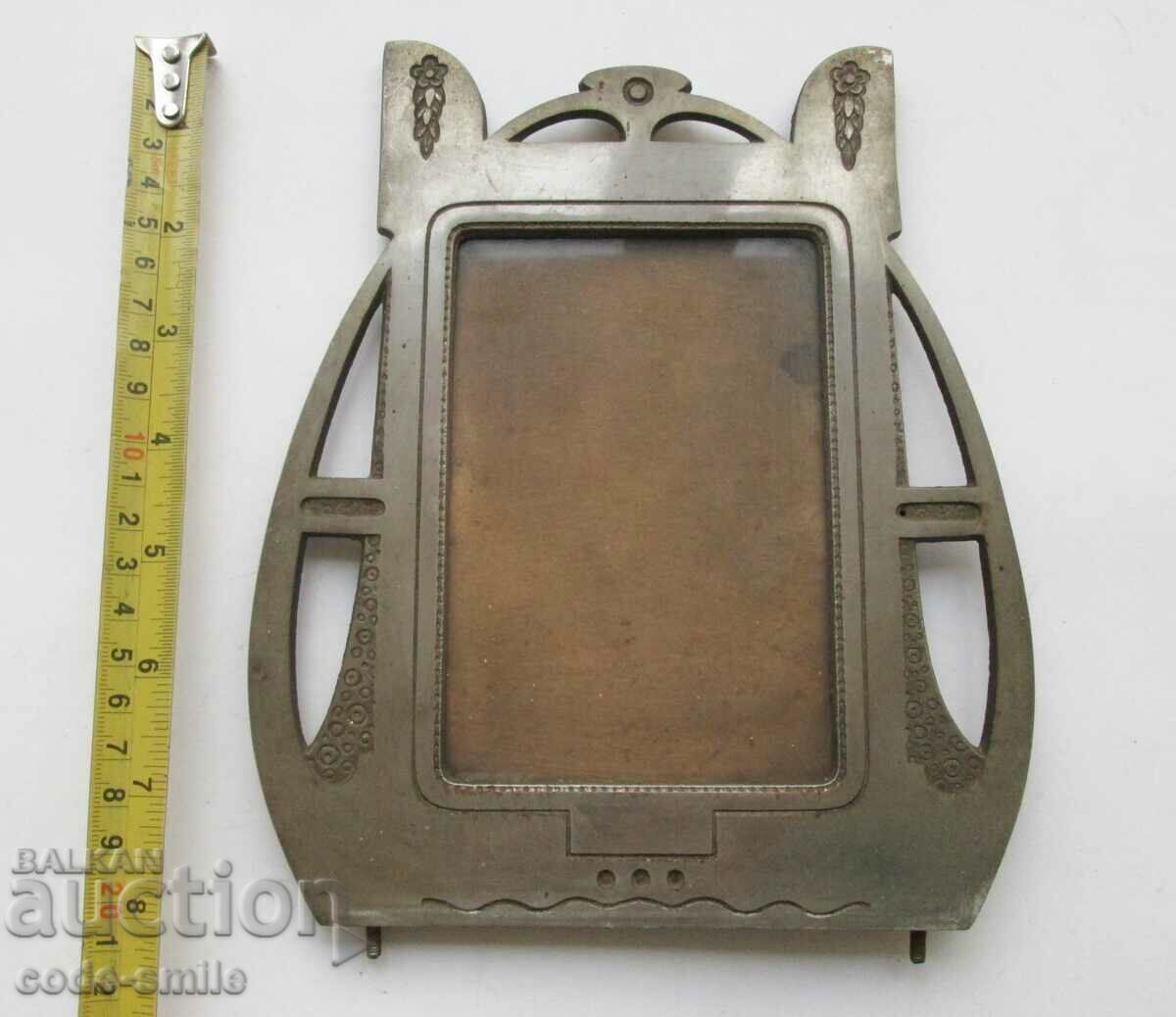 Auction Old large cast iron inkwell with picture frame Germany Auction Old large cast iron inkwell with picture frame Germany