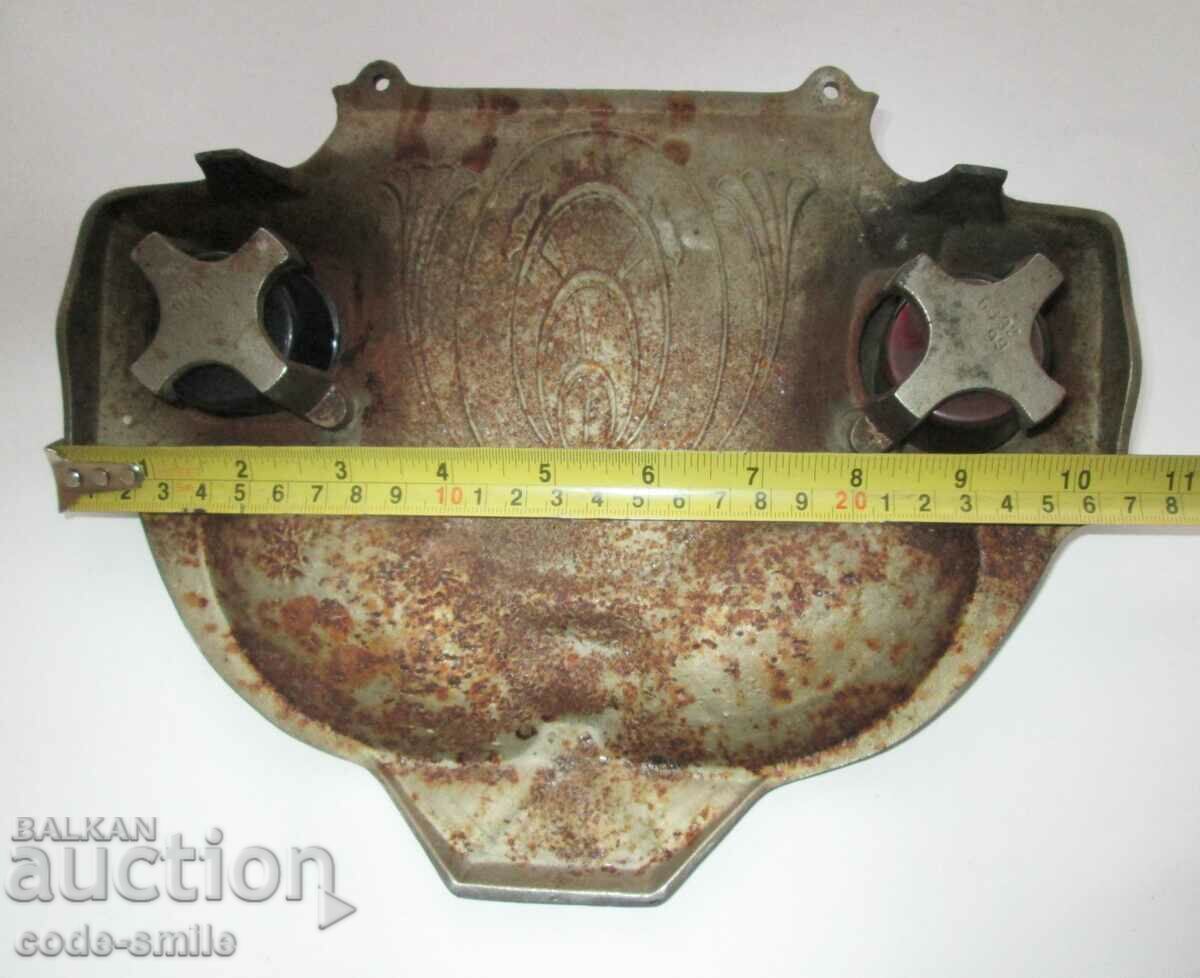 Delivery of Old large cast iron inkwell with picture frame Germany Delivery of Old large cast iron inkwell with picture frame Germany