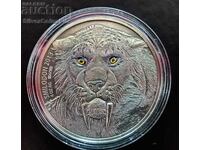 Argint 4 oz Sabertooth Tiger 2013 Real Eyes