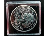 Сребро 1 oz Сомалийски Слон 2008 г. 100 Шилинга