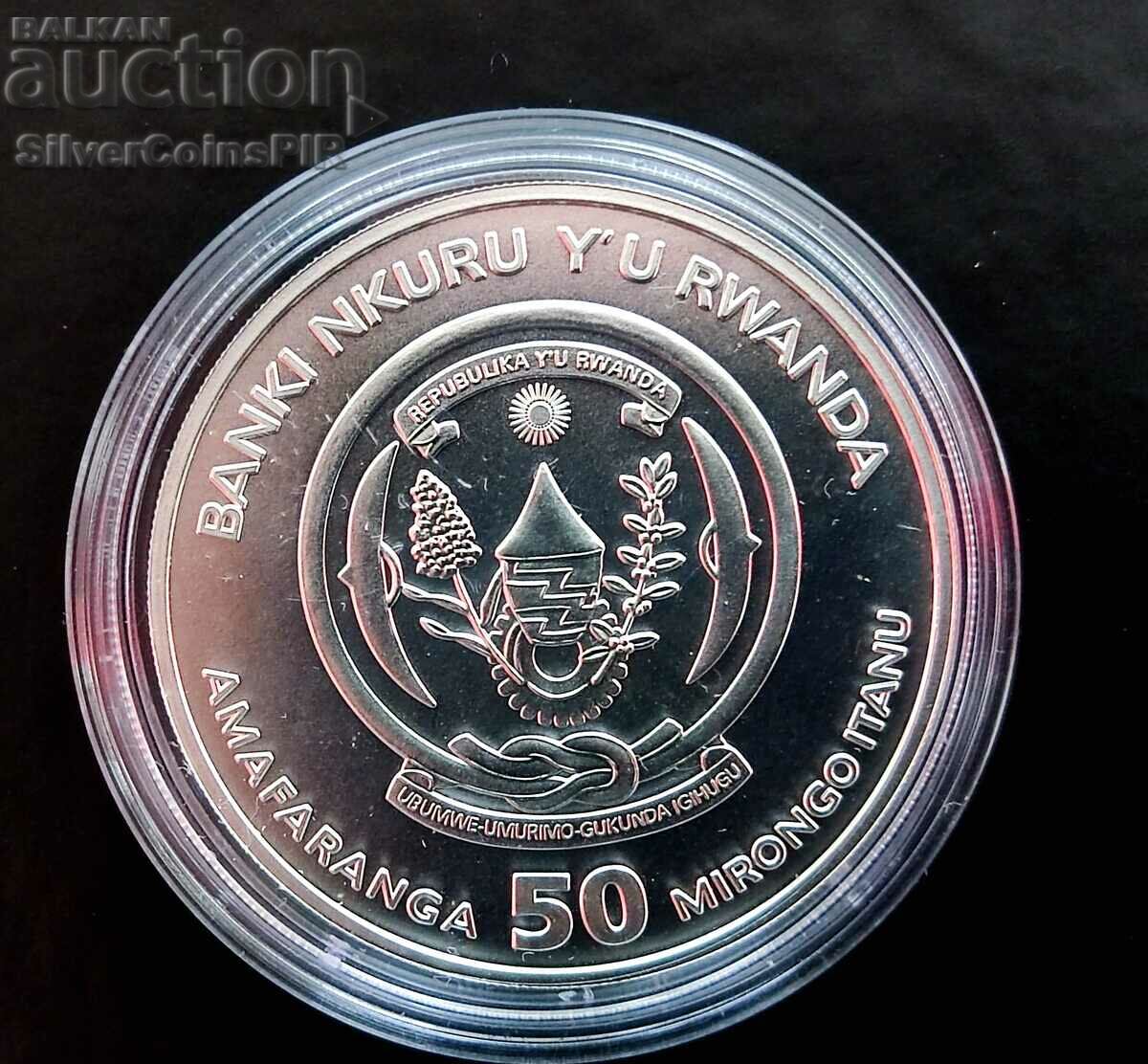 Auction  Silver 1 Oz Lion African Ounce 2010 Rwanda
